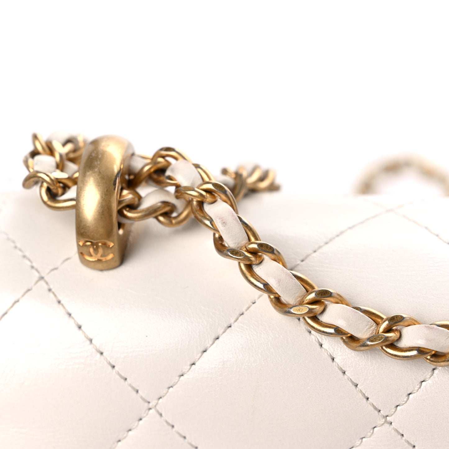 Calfskin Quilted Mini Perfect Fit Flap White