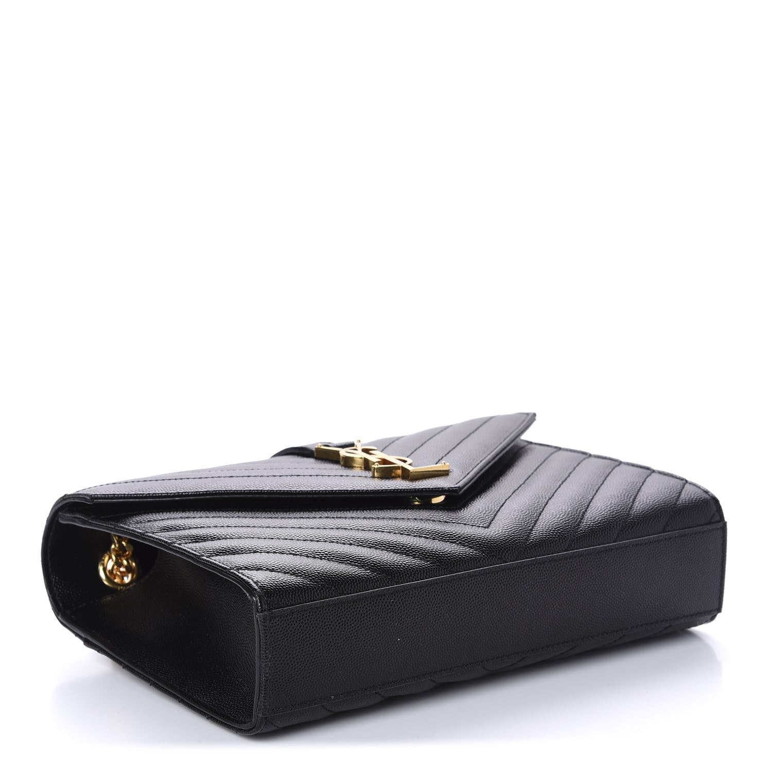 Saint Laurent Grain De Poudre Matelasse Chevron Medium Monogram Satchel Black 4 of 11