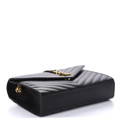 Saint Laurent Grain De Poudre Matelasse Chevron Medium Monogram Satchel Black 4 of 11