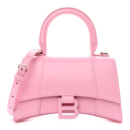 Balenciaga Shiny Box Calfskin Tonal B Hourglass Top Handle Bag XS Candy Pink 1 of 15