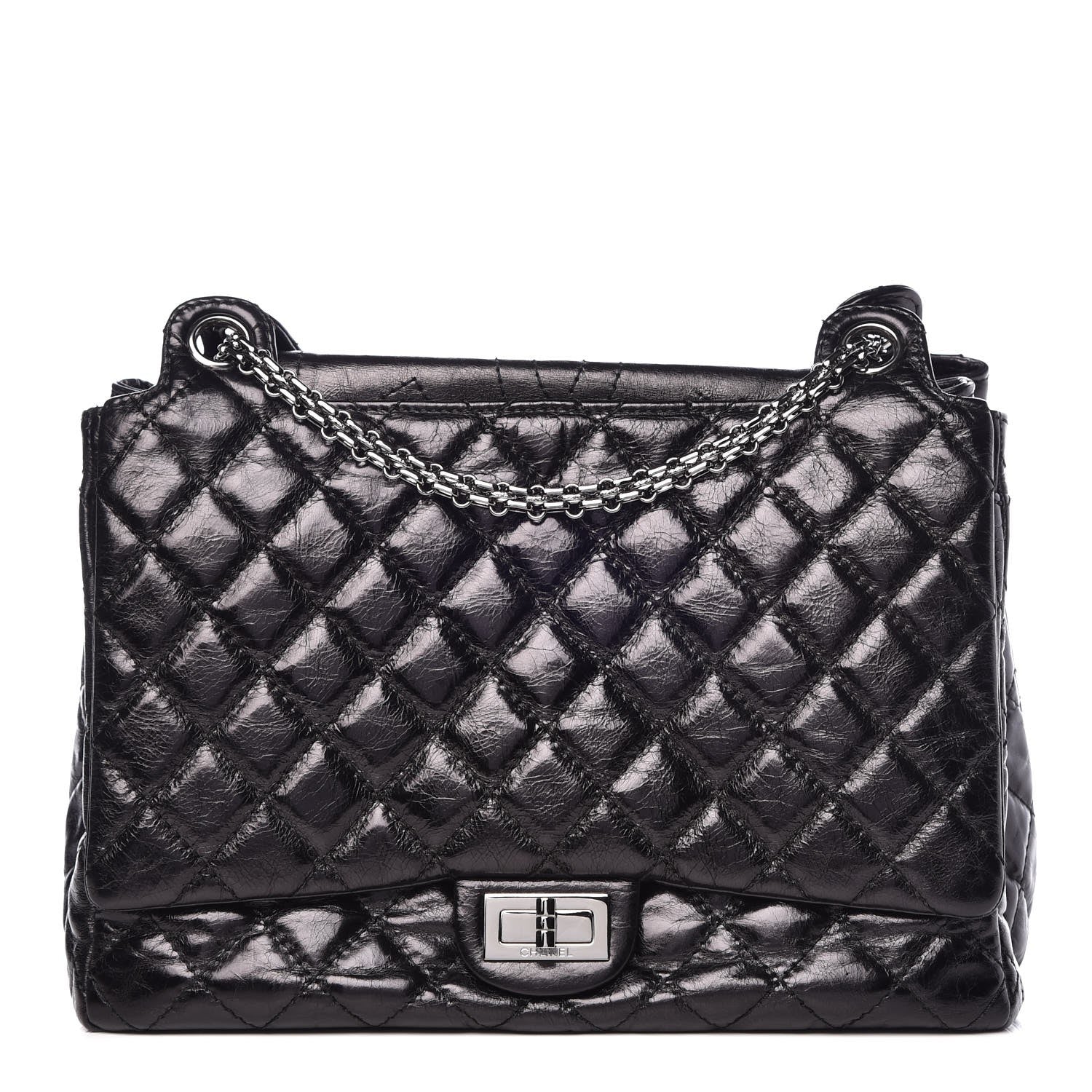 Chanel Metallic Aged Calfskin Quilted Reissue 2.55 Accordion Flap Black 1 of 8