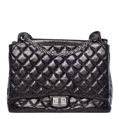Chanel Metallic Aged Calfskin Quilted Reissue 2.55 Accordion Flap Black 1 of 8