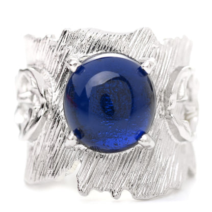 Gucci Metal Crystal GG Ring S Silver Blue 1 of 5