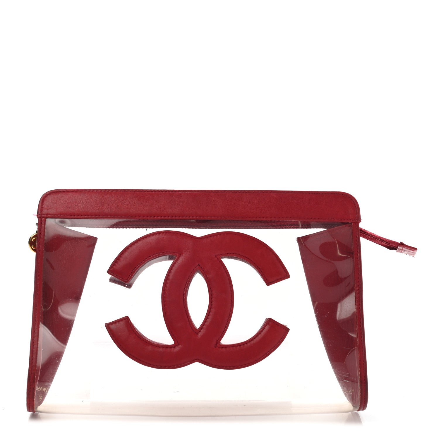 Chanel Vinyl CC Logo Cosmetic Pouch Red 1 of 13