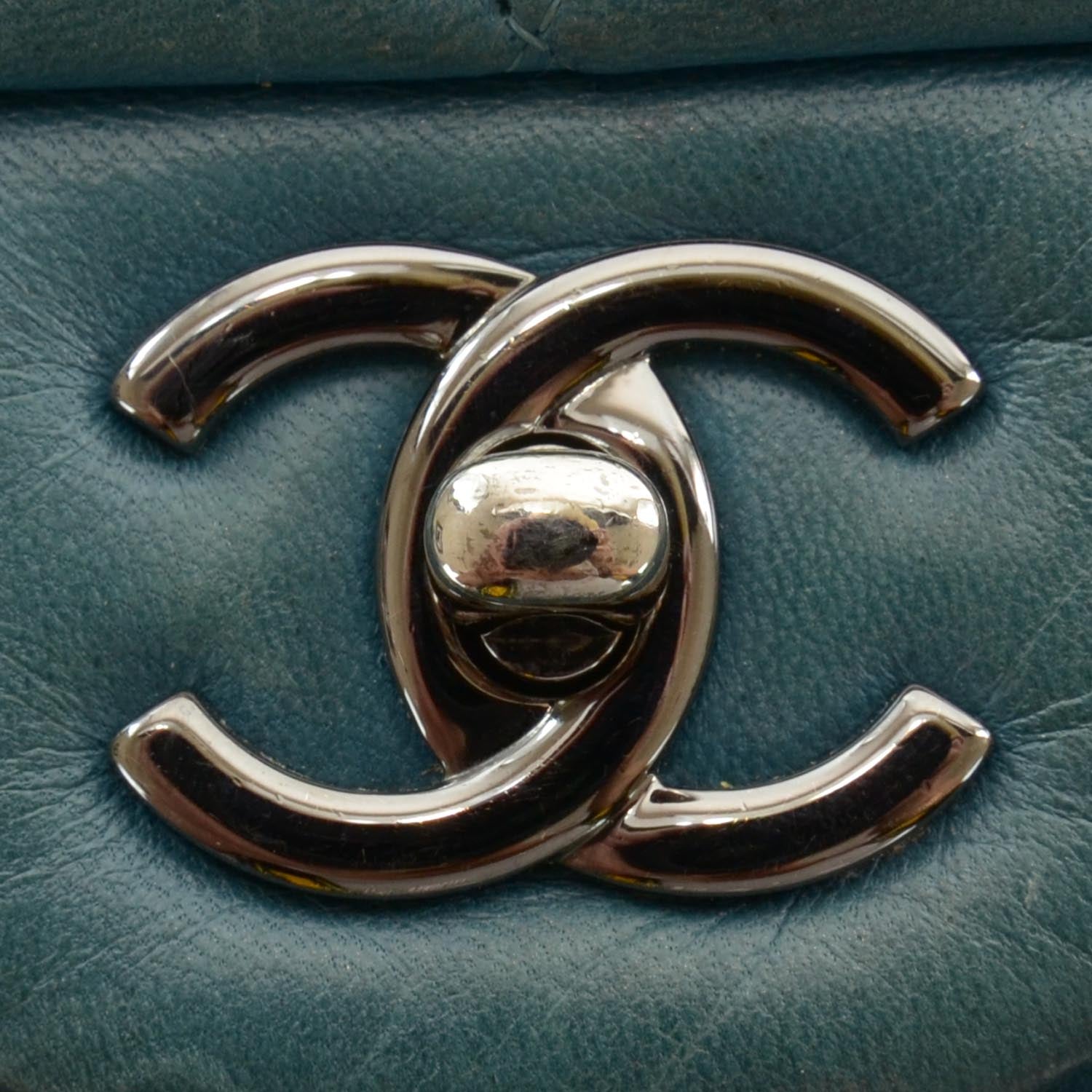 Chanel Lambskin Quilted Jumbo Double Flap Turquoise 5 of 9