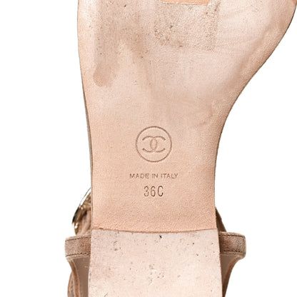 Chanel Suede Calfskin Chain Thong Sandals 36 Beige 9 of 11
