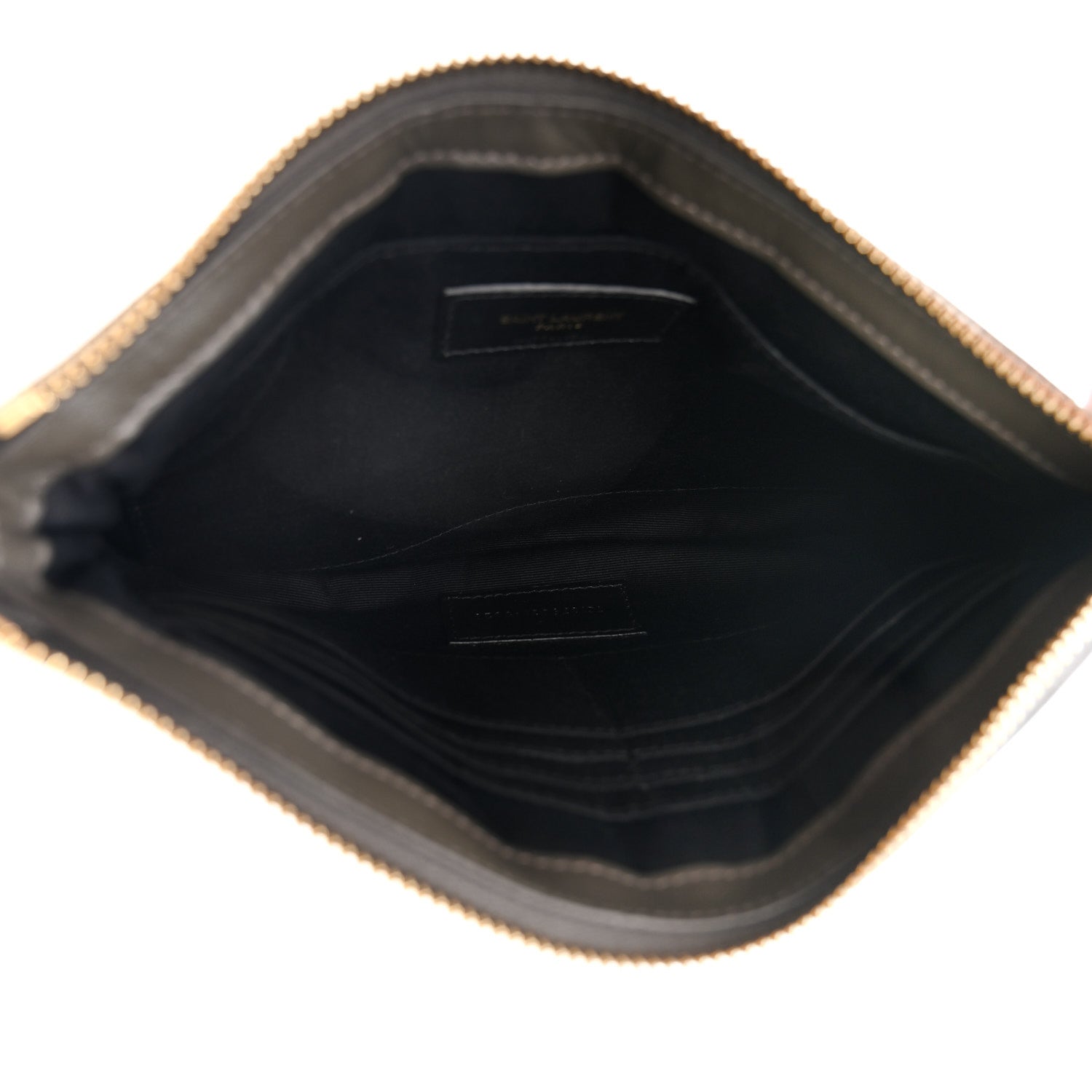 Saint Laurent Calfskin Matelasse Chevron Monogram A5 Wristlet Earth 5 of 10