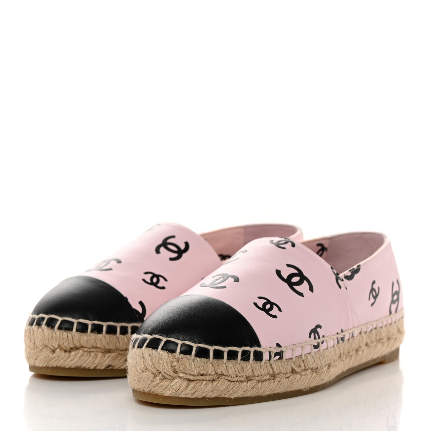 Lambskin Printed Coco Beach Espadrilles 36 Light Pink Black