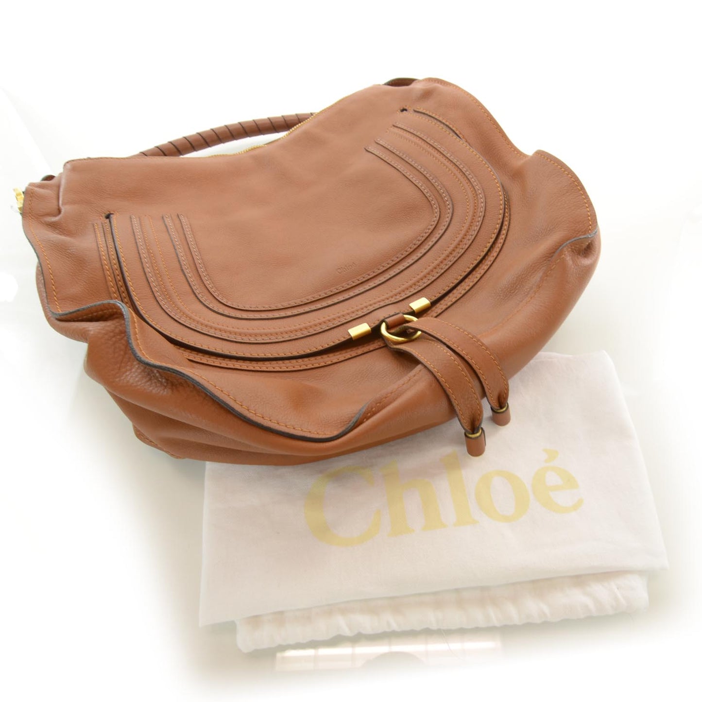 Leather Large Marcie Hobo Tan