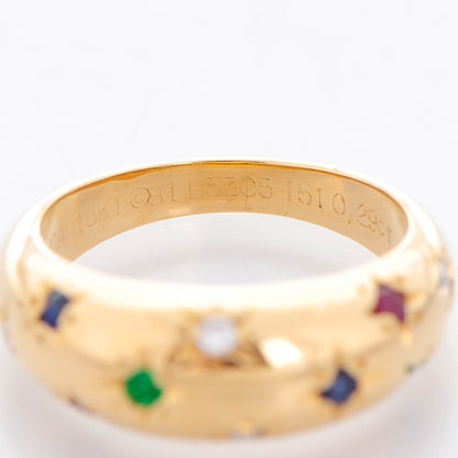 Van Cleef & Arpels 18K Yellow Gold Diamond Sapphire Emerald Ruby Dome Star Ring 48 4.5 4 of 5