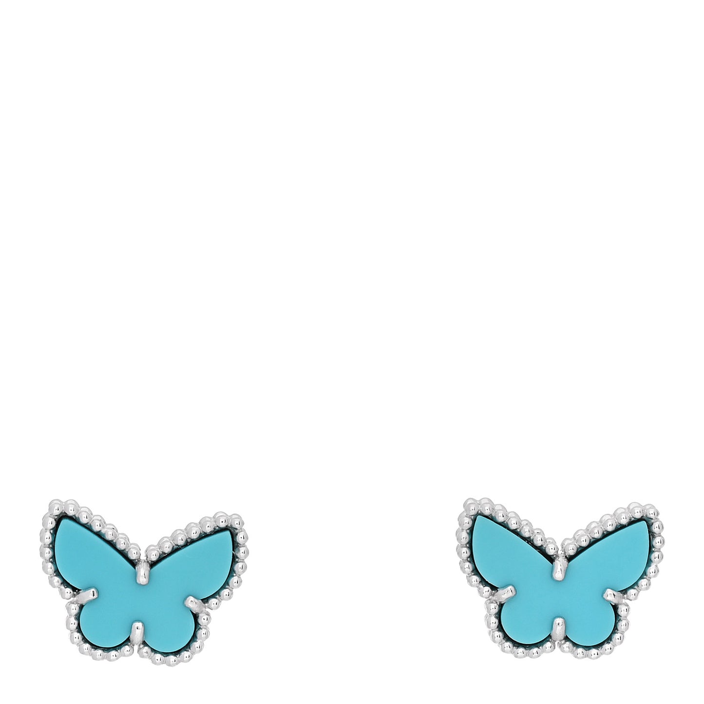 18K White Gold Turquoise Sweet Alhambra Butterfly Earrings