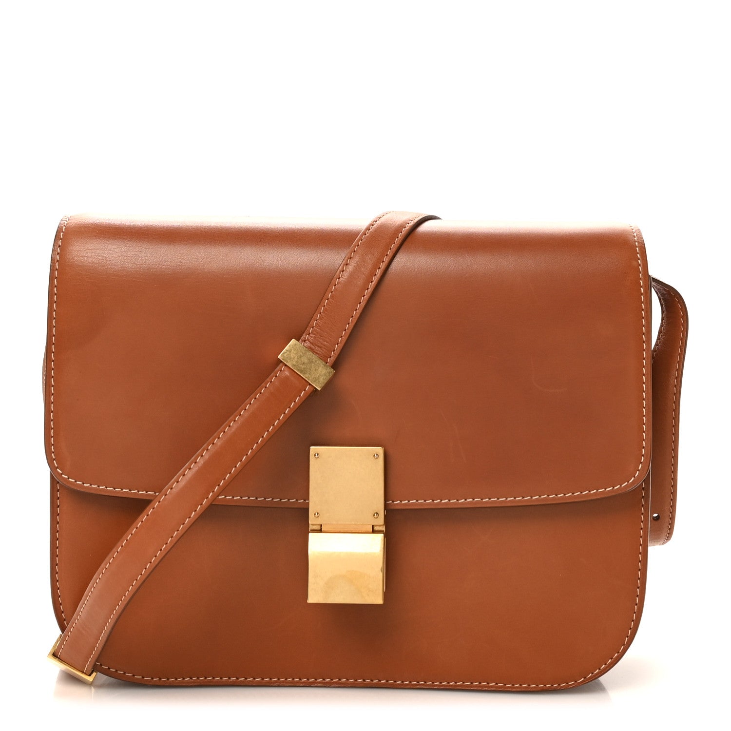 Celine Natural Calfskin Medium Classic Box Flap Bag Tan 1 of 11