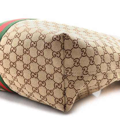 Gucci GG Monogram Web Large Giglio Tote Bag Beige Brown 11 of 12