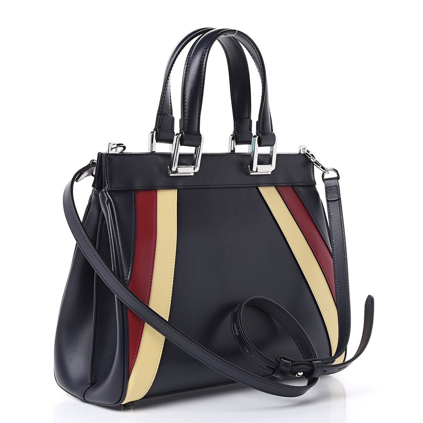 Smooth Calfskin Small Zumi Top Handle Bag Blue Romantic Cerise Butter