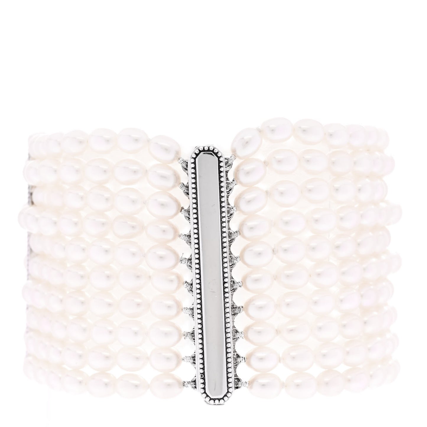 Sterling Silver Freshwater Pearl 4.5mm Ziegfeld 10 Strand Bracelet