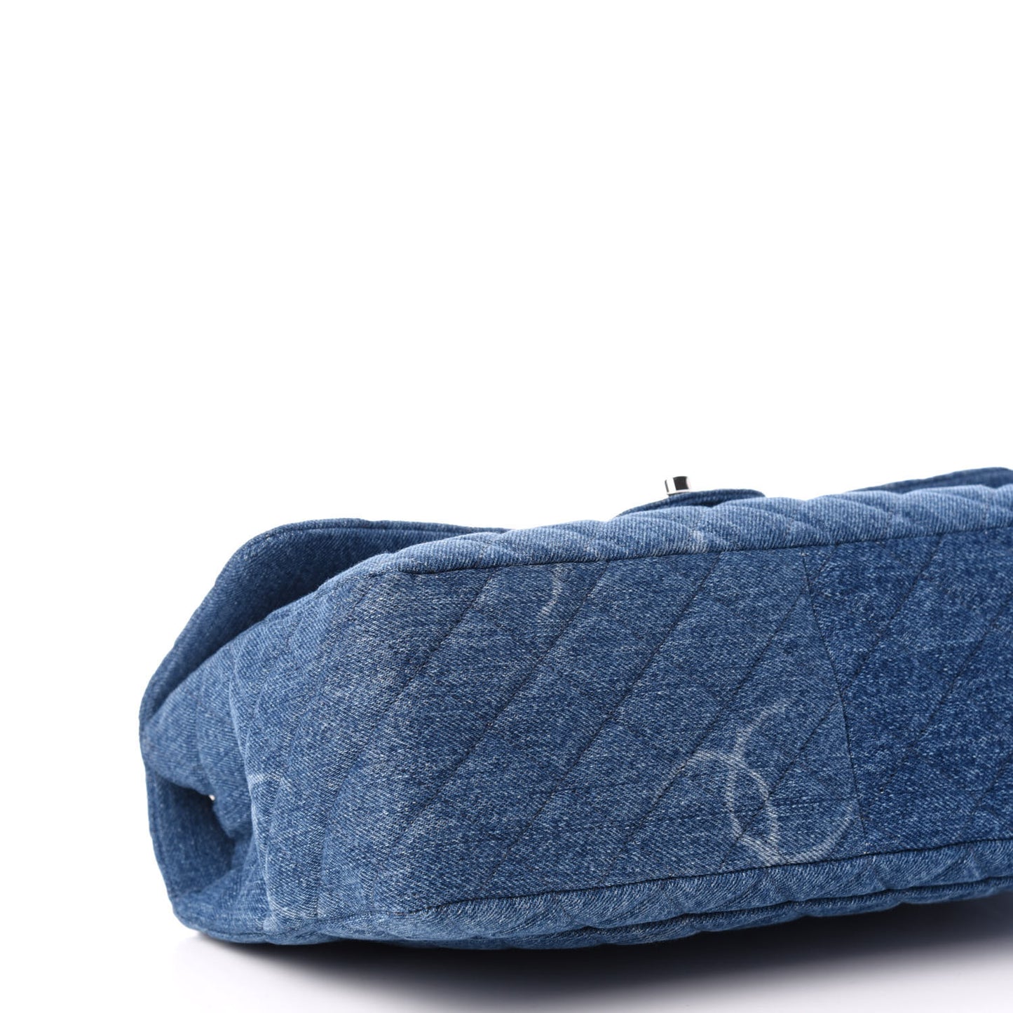 Denim Quilted CC Print Jumbo Single Flap Blue