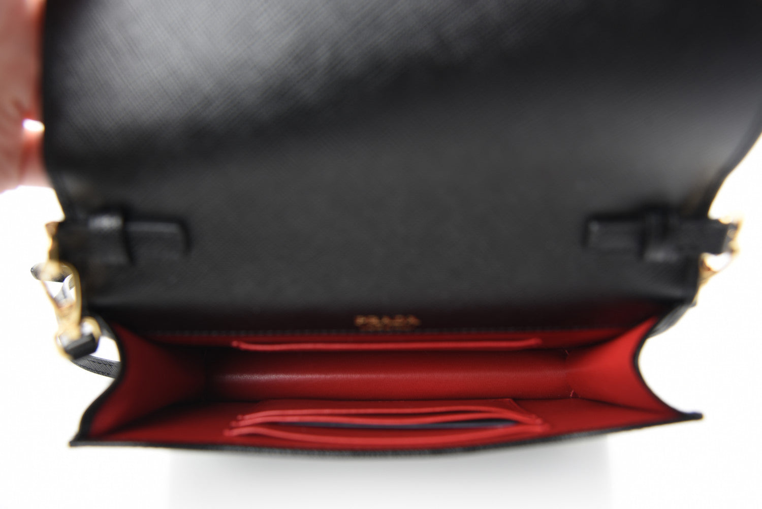 Prada Saffiano Lux Mini Shoulder Bag Black 8 of 14