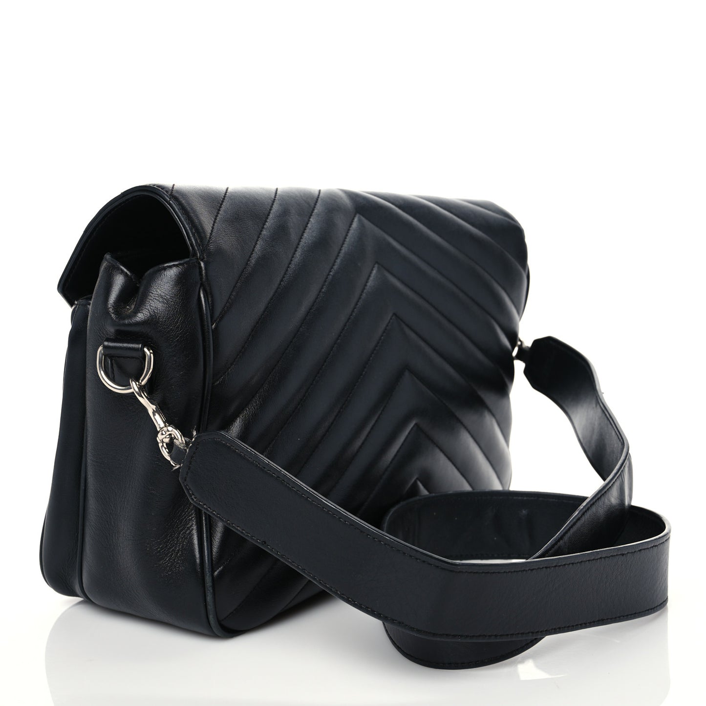 Calfskin Y Quilted Monogram Loulou Shoulder Bag Black