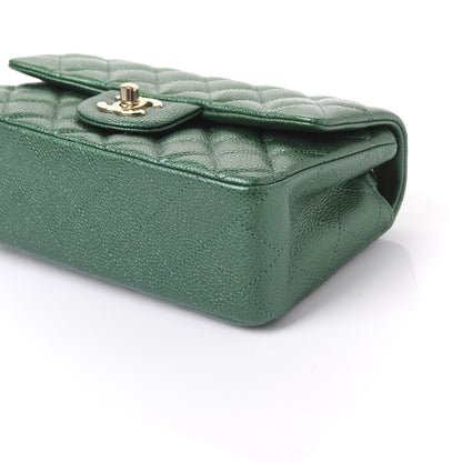 Chanel Metallic Caviar Quilted Mini Rectangular Flap Green 6 of 9