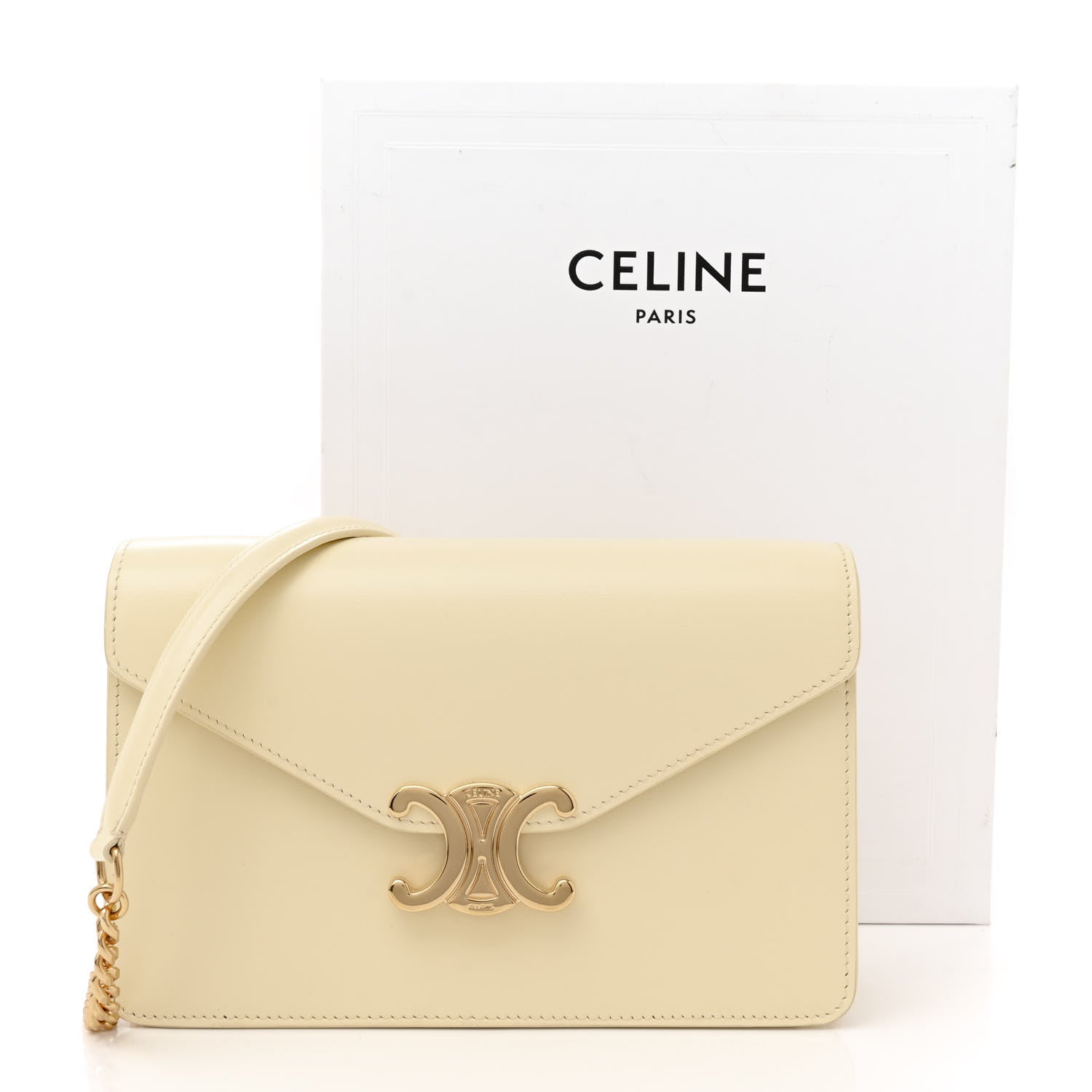 Celine Shiny Calfskin Triomphe Margo Wallet on Chain Sunlight 11 of 11
