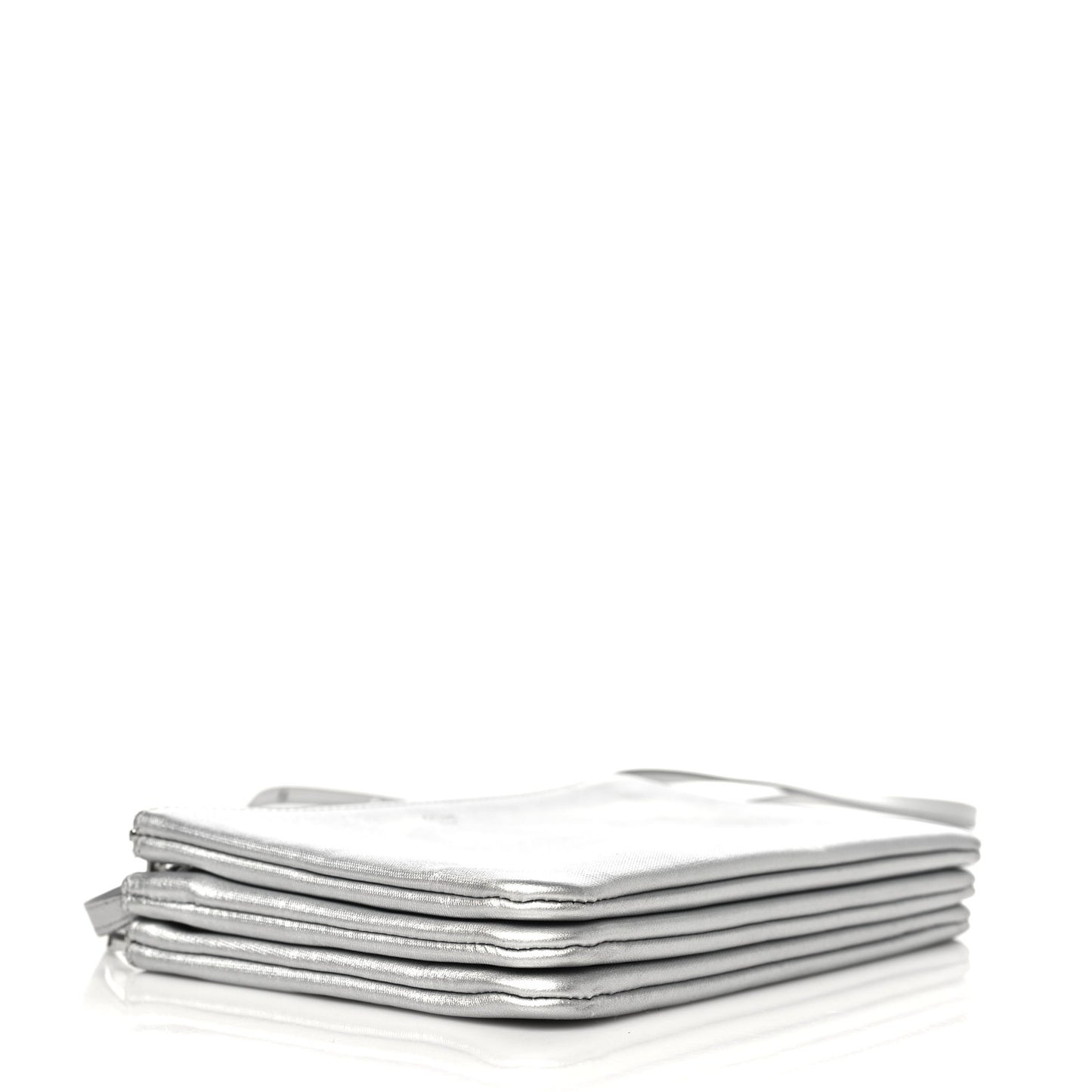 Metallic Lambskin Small Trio Crossbody Bag Silver