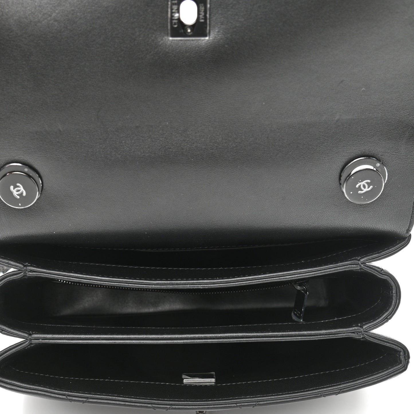 Lambskin Quilted Small Trendy CC Dual Handle Flap Bag So Black