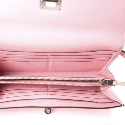 Hermes Swift Ghillies Kelly Longue Wallet Rose Sakura 4 of 9