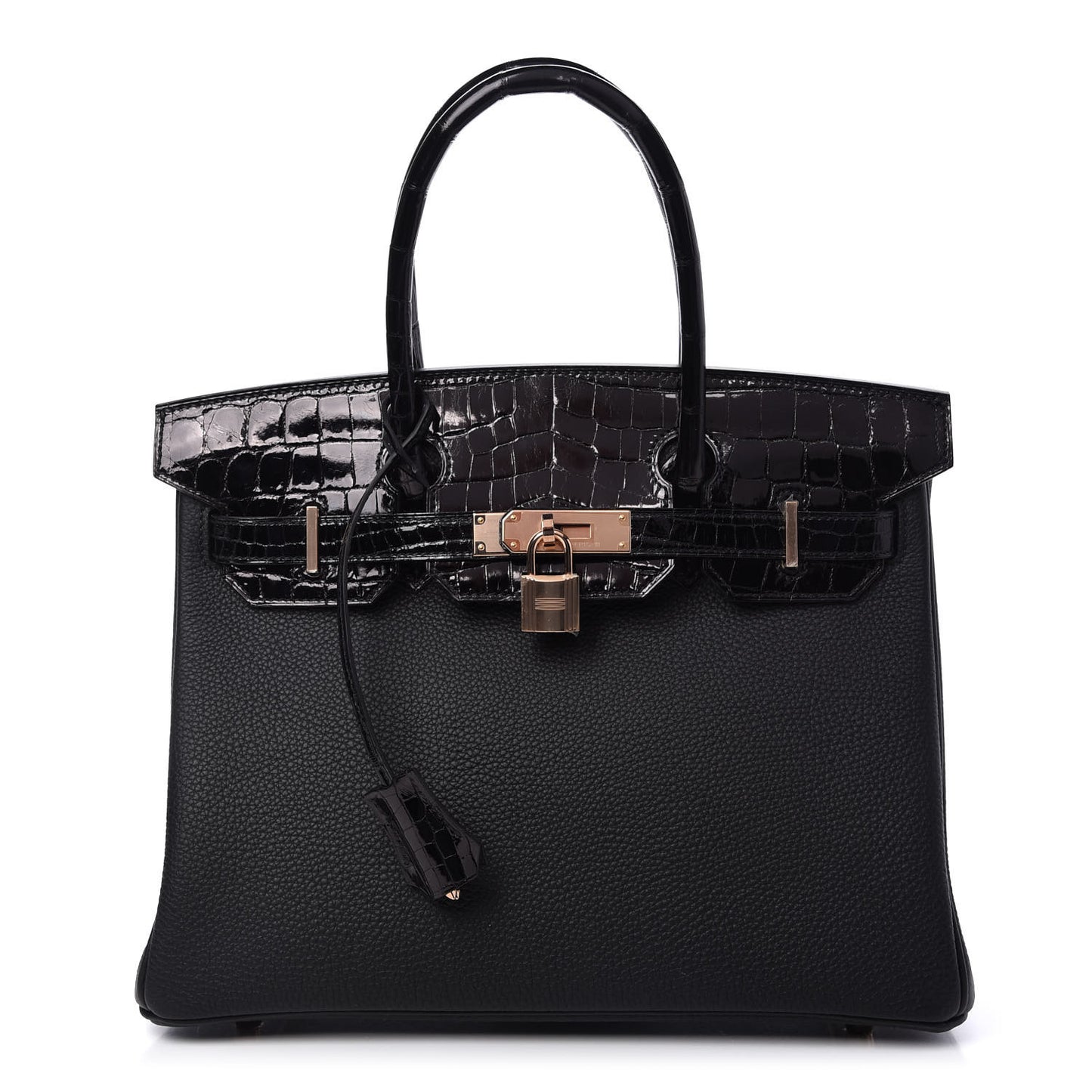 Taurillon Novillo Shiny Niloticus Crocodile Birkin Touch 30 Black