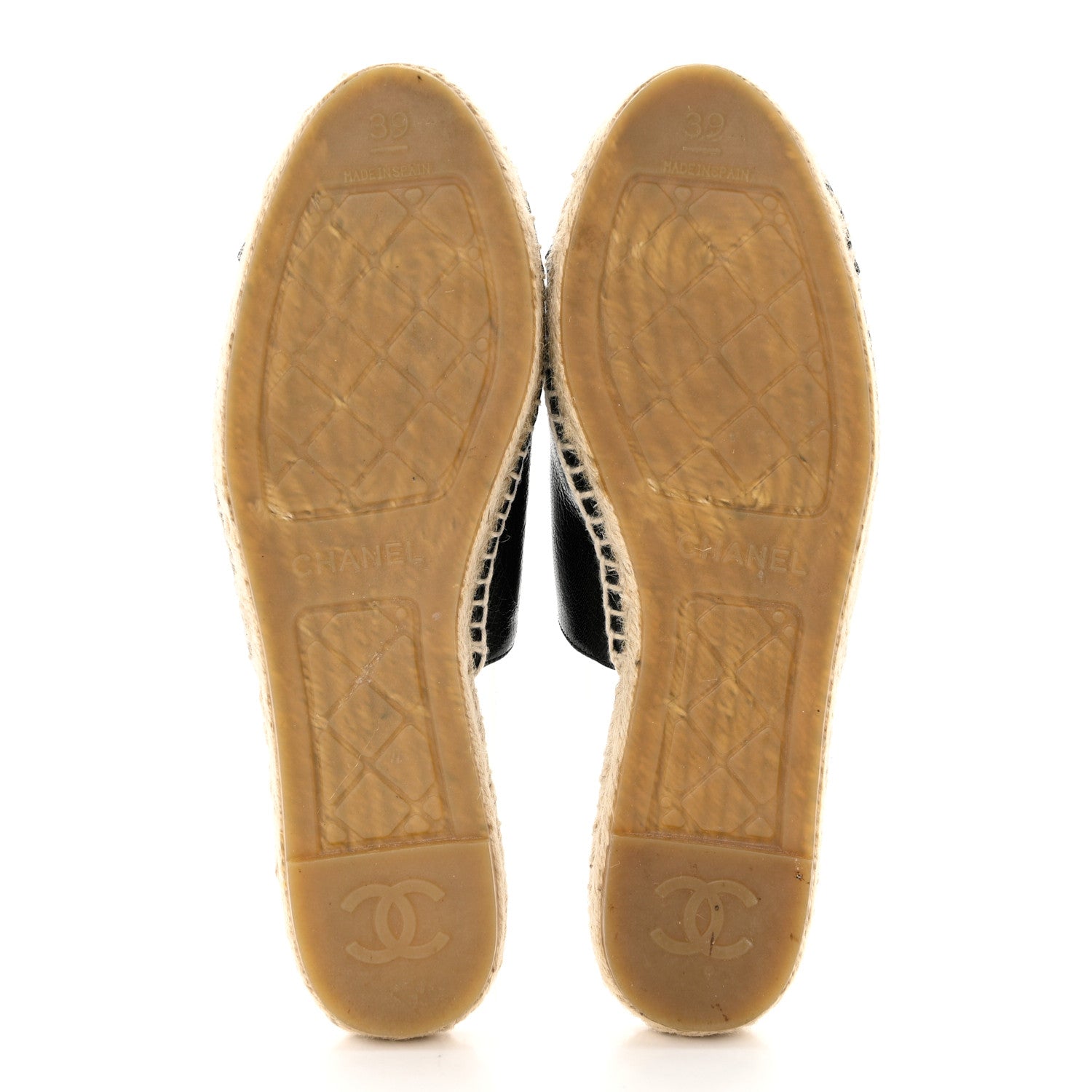 Chanel Iridescent Goatskin Patent CC Espadrille Mules 39 Black 5 of 8