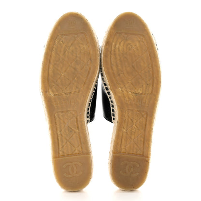 Chanel Iridescent Goatskin Patent CC Espadrille Mules 39 Black 5 of 8