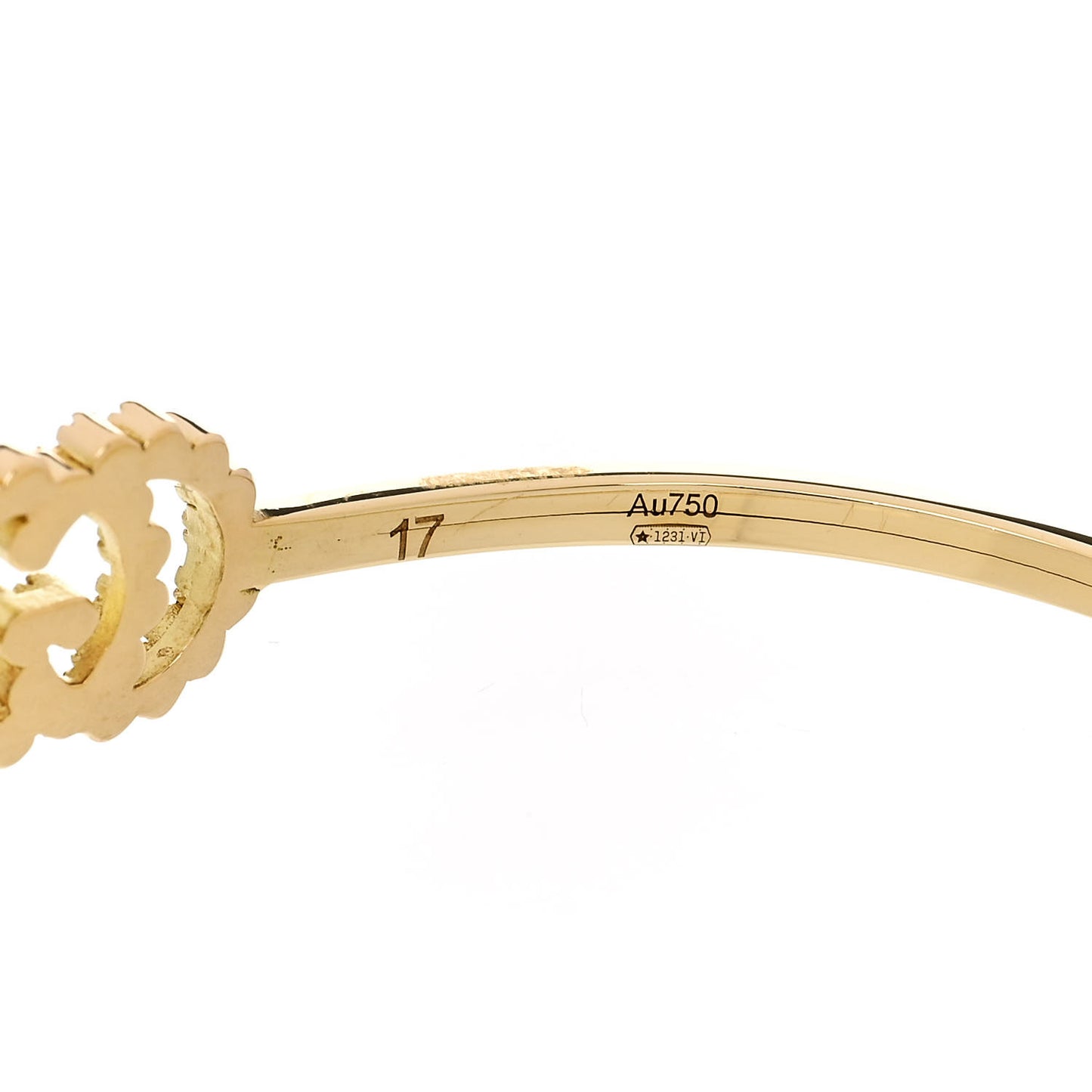 18K Yellow Gold Diamond GG Running Cuff Bracelet