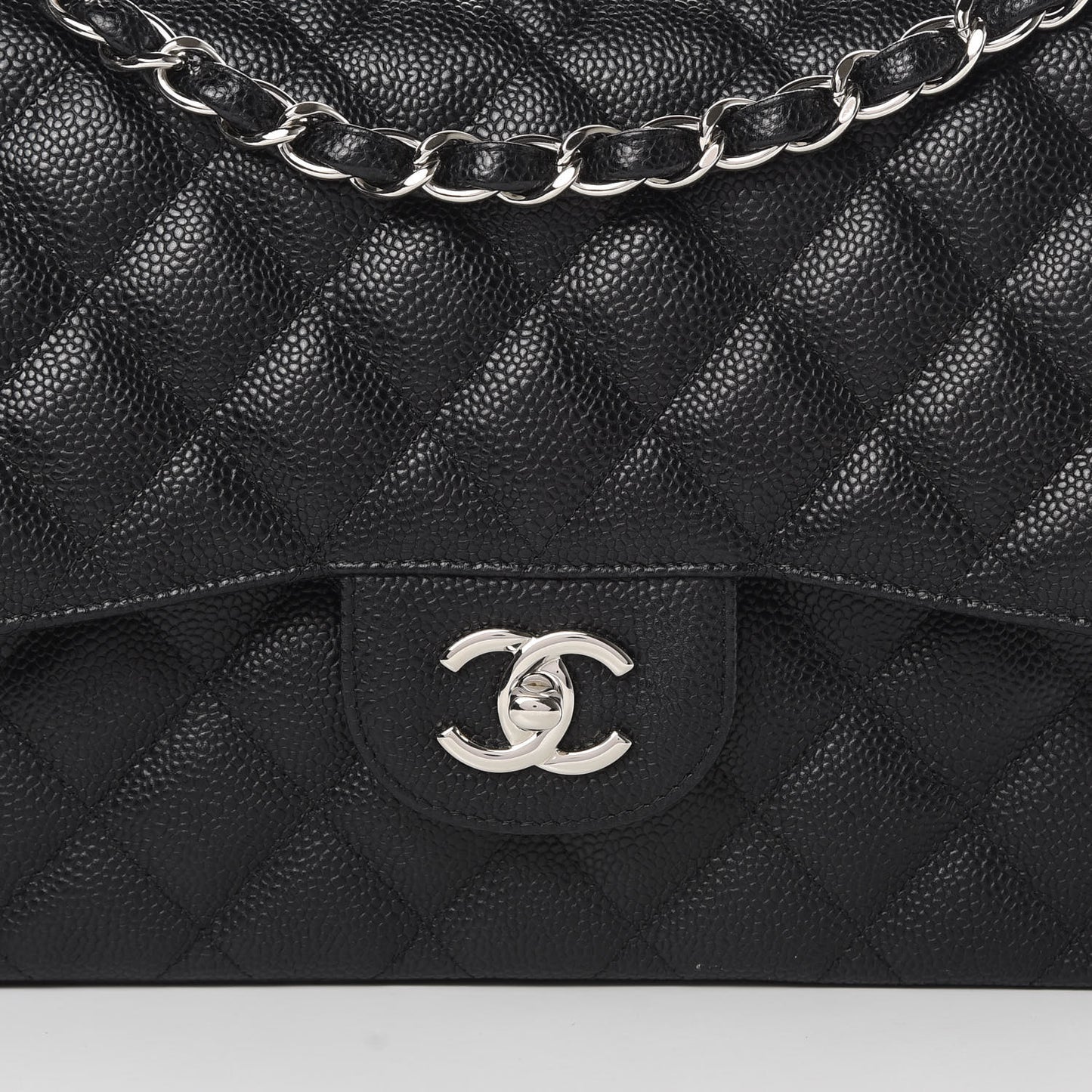 Caviar Quilted Jumbo Double Flap Black