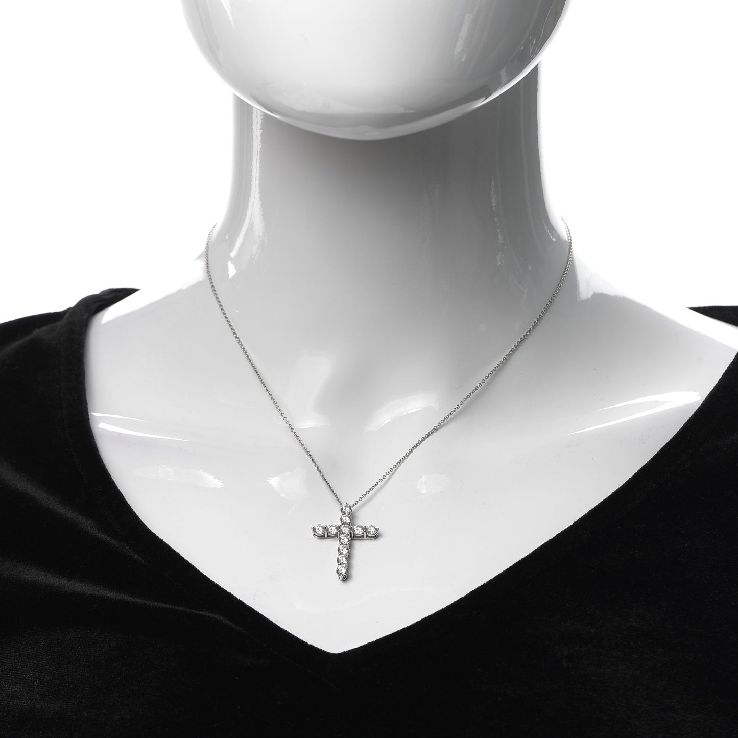 Platinum Diamond Large Cross Pendant Necklace