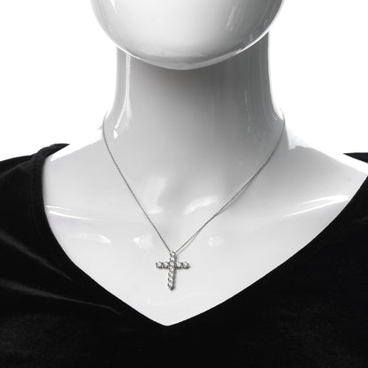 Tiffany Platinum Diamond Large Cross Pendant Necklace 2 of 6