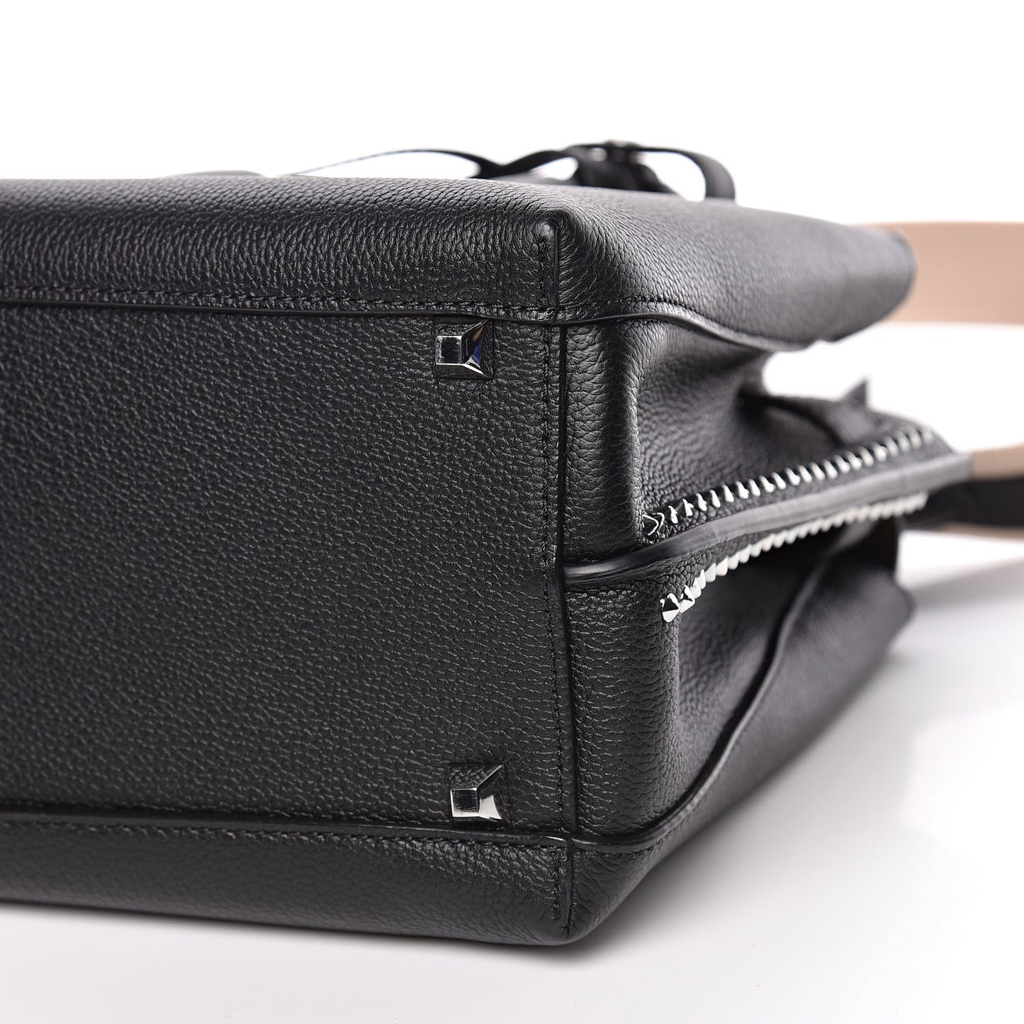 Grained Calfskin Studded Medium Milla Tote Black