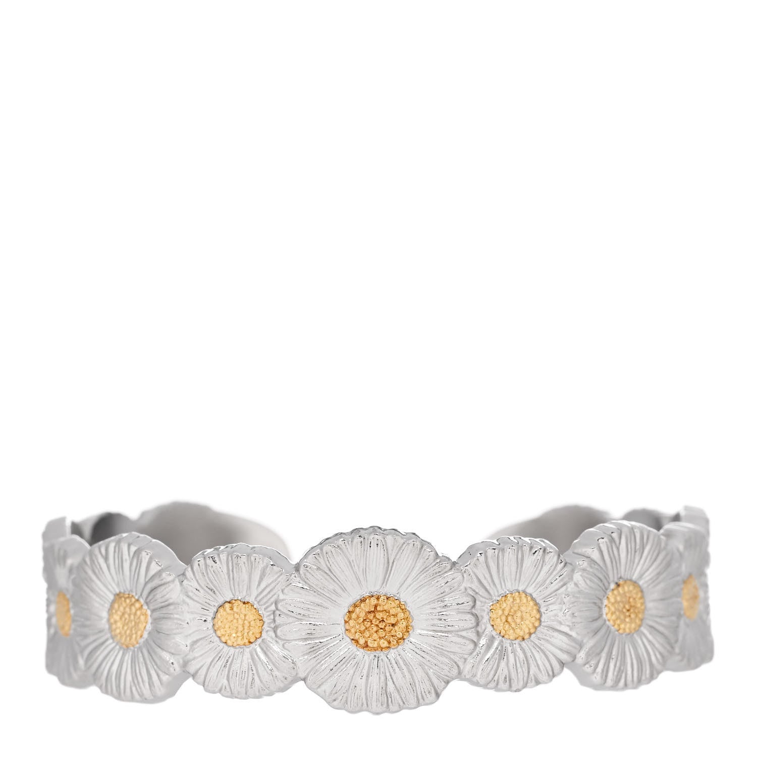 Buccellati Sterling Silver Vermeil Blossoms Daisy Narrow Cuff Bracelet 1 of 4