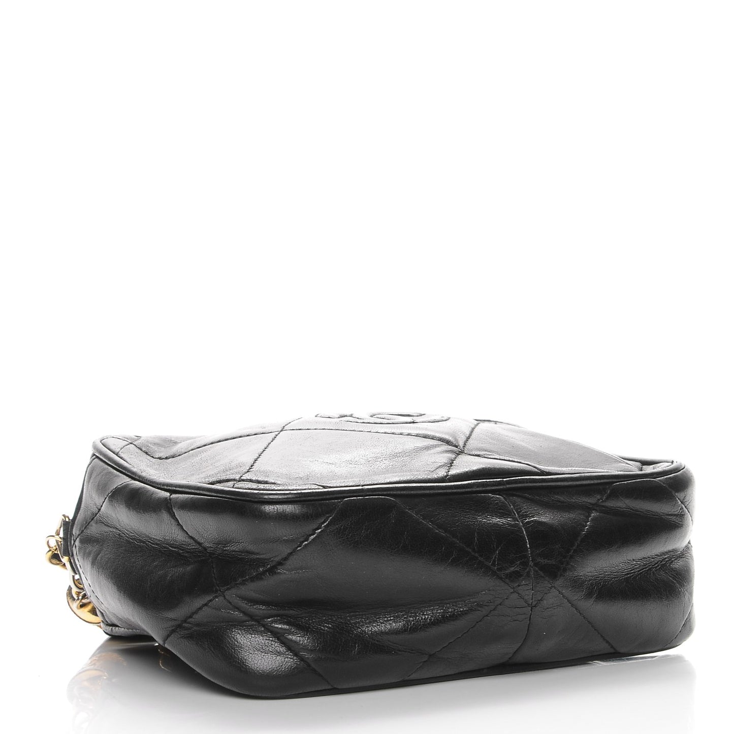 Lambskin Quilted Tassel Camera Case Black