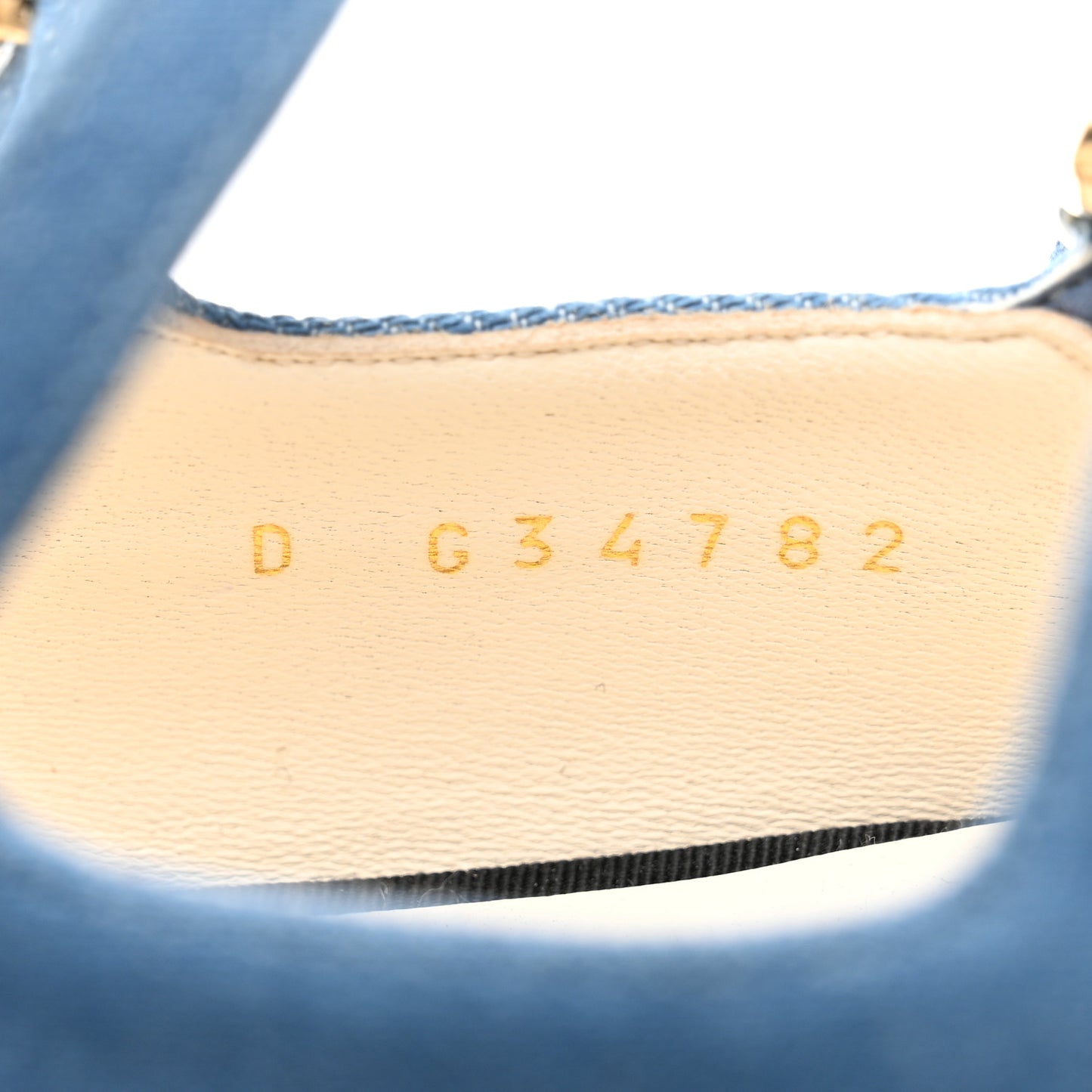 Denim Grosgrain Cap Toe Mary Jane Flats 37.5 Blue