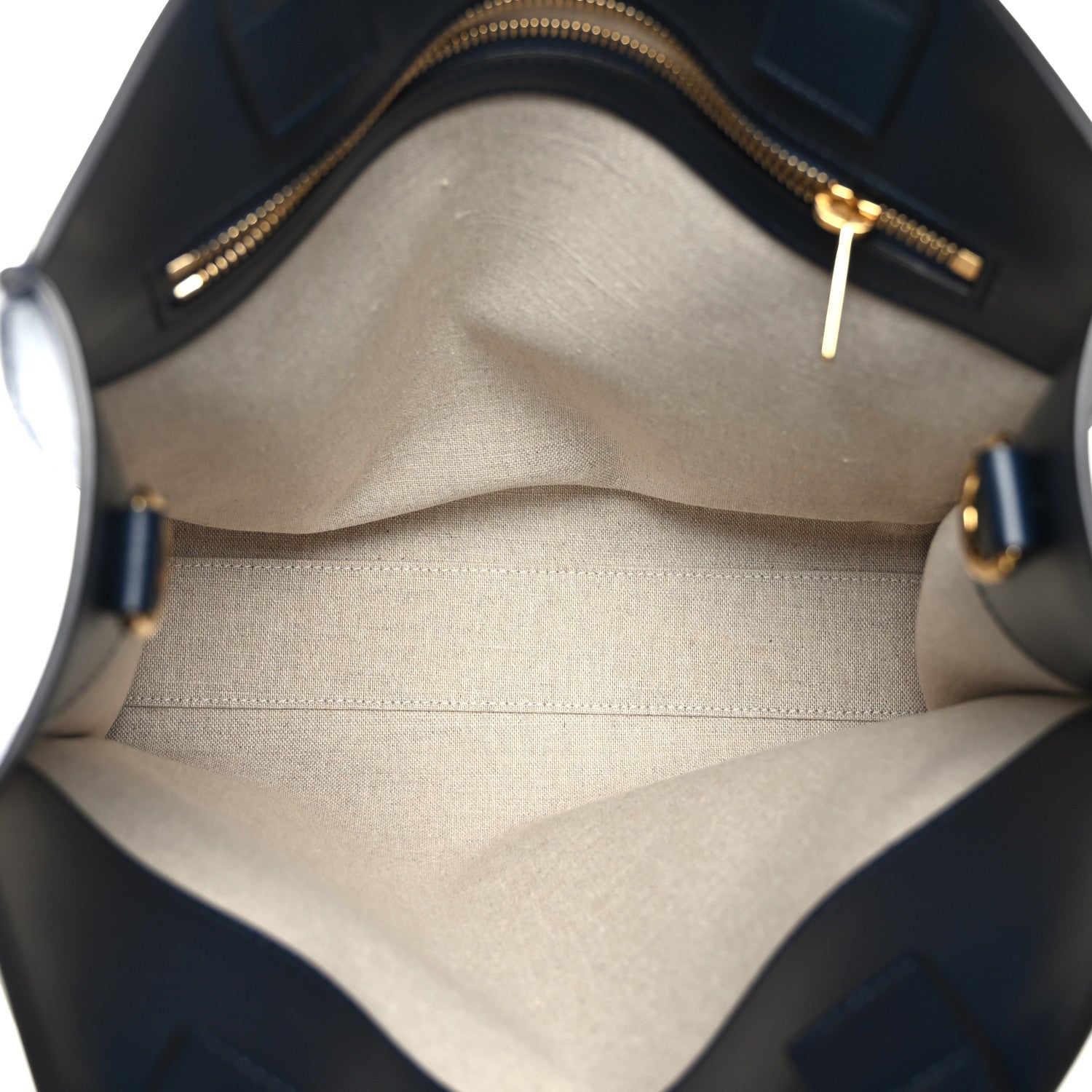 Celine Canvas Calfskin Logo Print Small Vertical Cabas Natural Navy 7 of 9