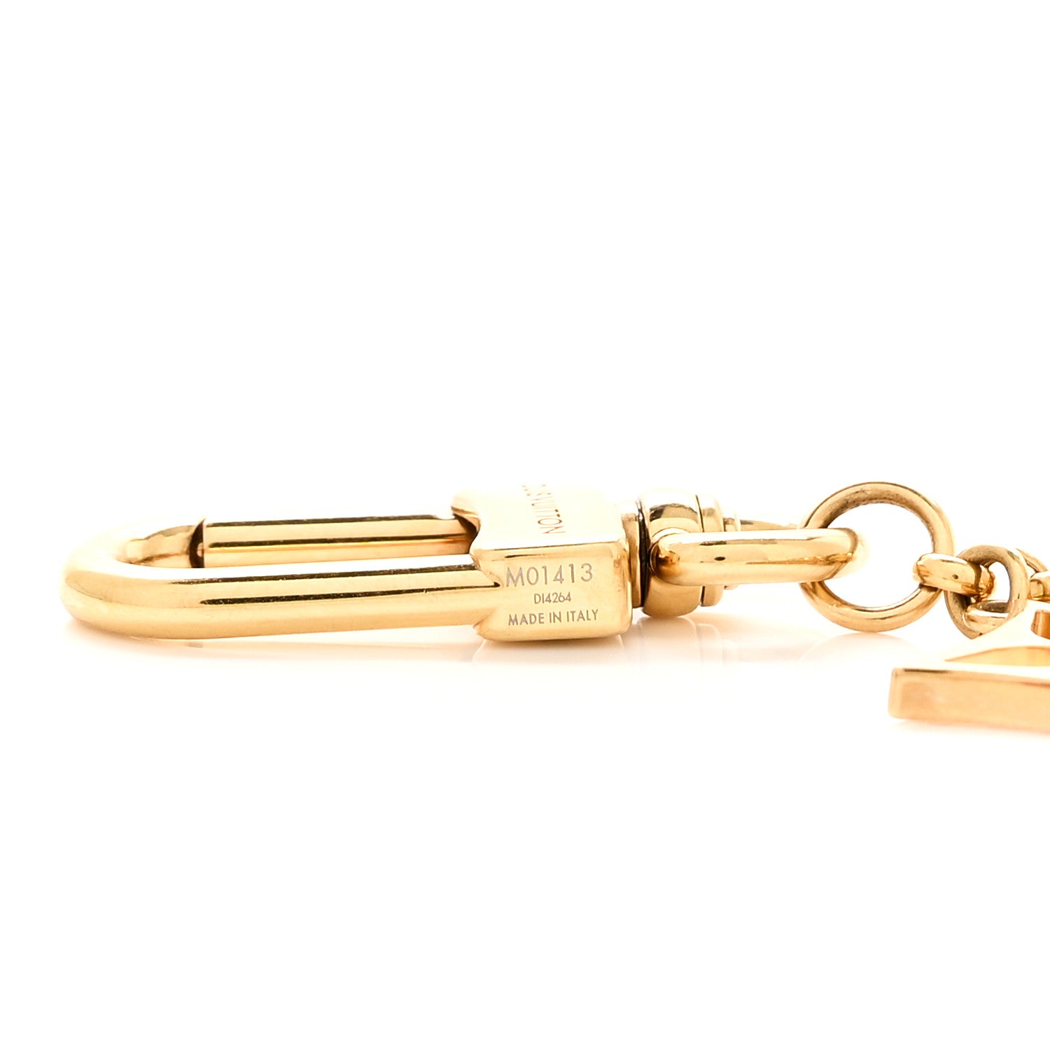 Louis Vuitton Brass Enamel Fleur De Monogram Bag Charm Chain Gold 3 of 4
