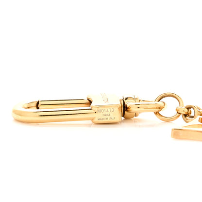 Louis Vuitton Brass Enamel Fleur De Monogram Bag Charm Chain Gold 3 of 4
