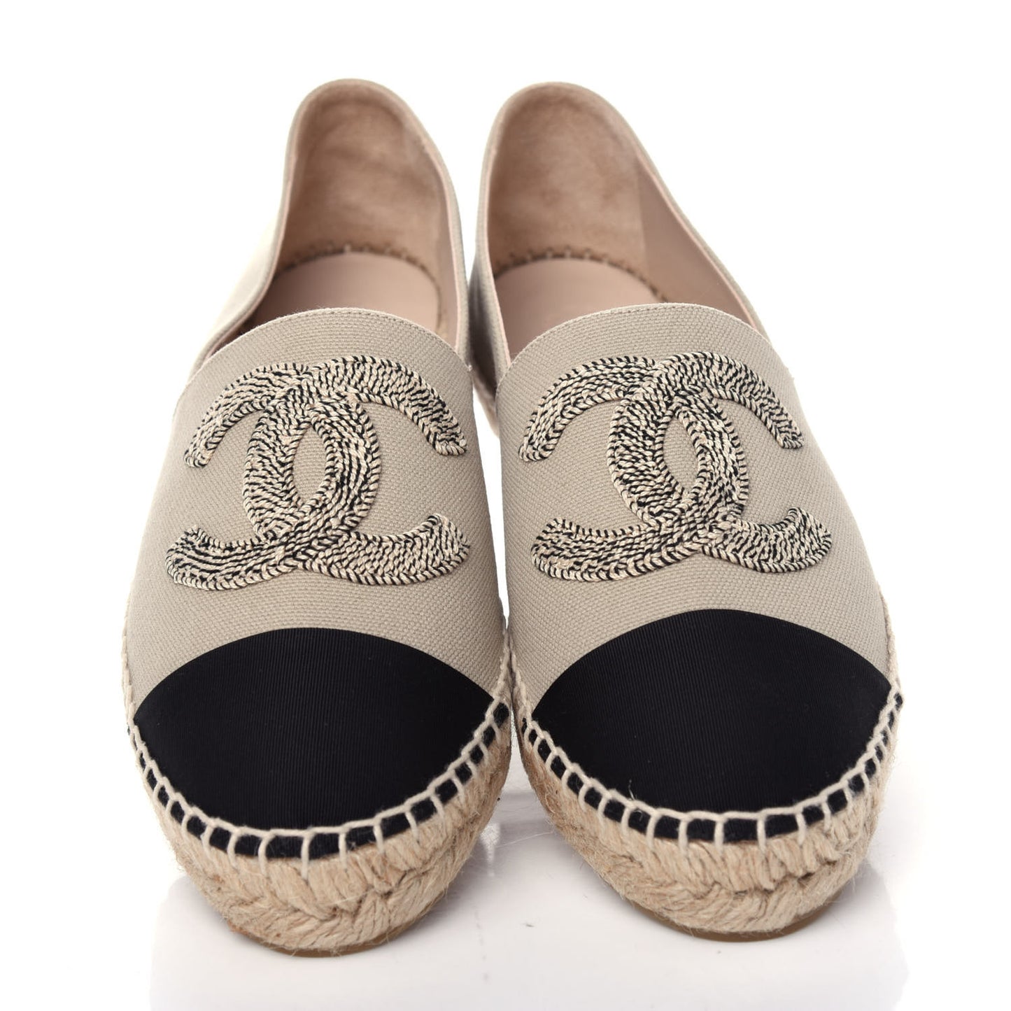 Canvas Grosgrain CC Espadrilles 39 Light Green Black