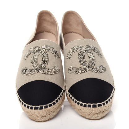 Chanel Canvas Grosgrain CC Espadrilles 39 Light Green Black 5 of 12