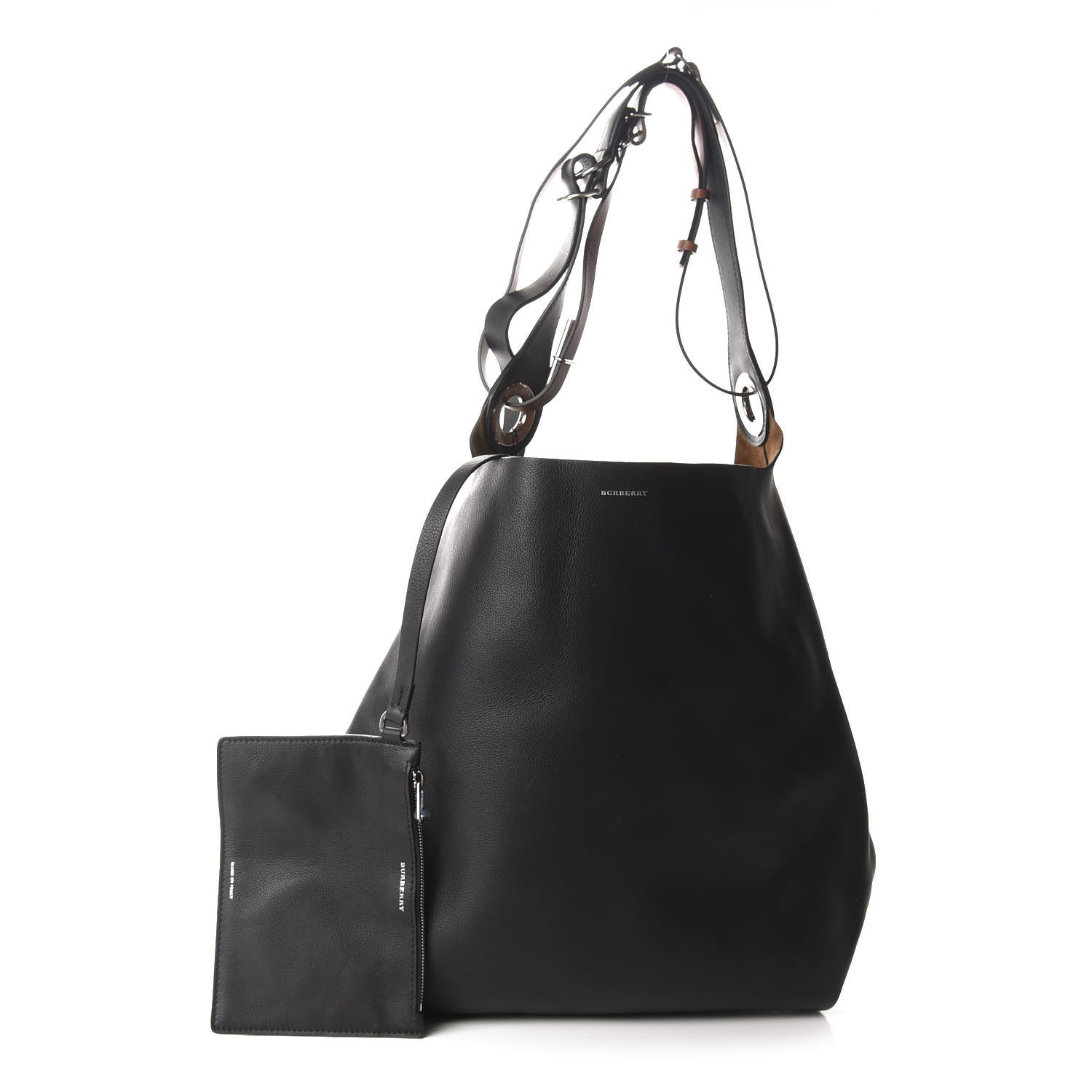 Burberry Smooth Calfskin Medium Grommet Hobo Black 1 of 8