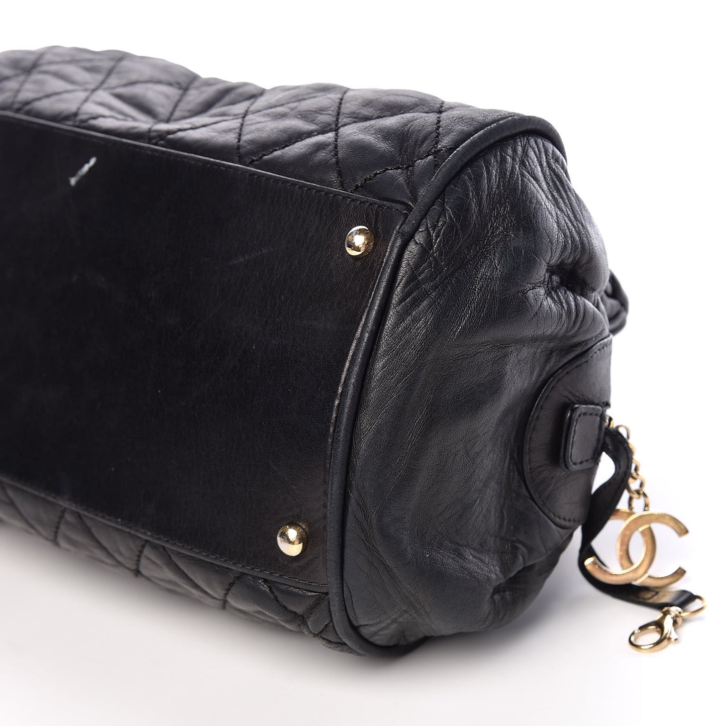 Distressed Lambskin Lady Braid Bowler Black