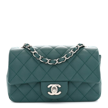 Chanel Caviar Quilted Mini Rectangular Flap Dark Green 1 of 10