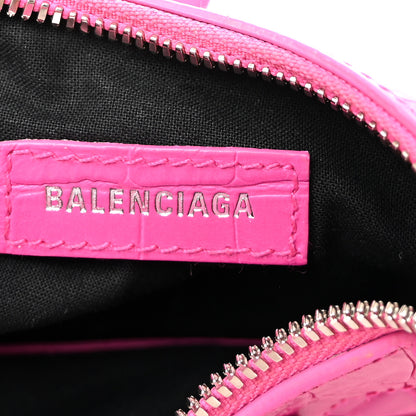 Balenciaga Extra Supple Calfskin Crocodile Embossed XS Le Cagole Shoulder Bag Lipstick Pink 6 of 10