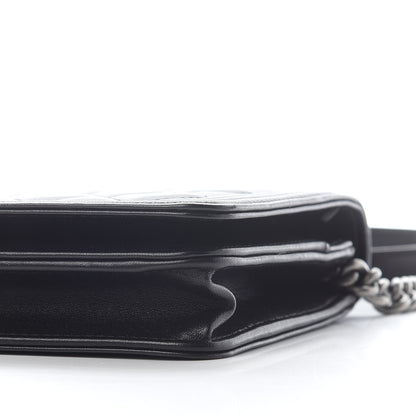 Chanel Calfskin Quilted Boy Wallet On Chain WOC Black 10 of 12