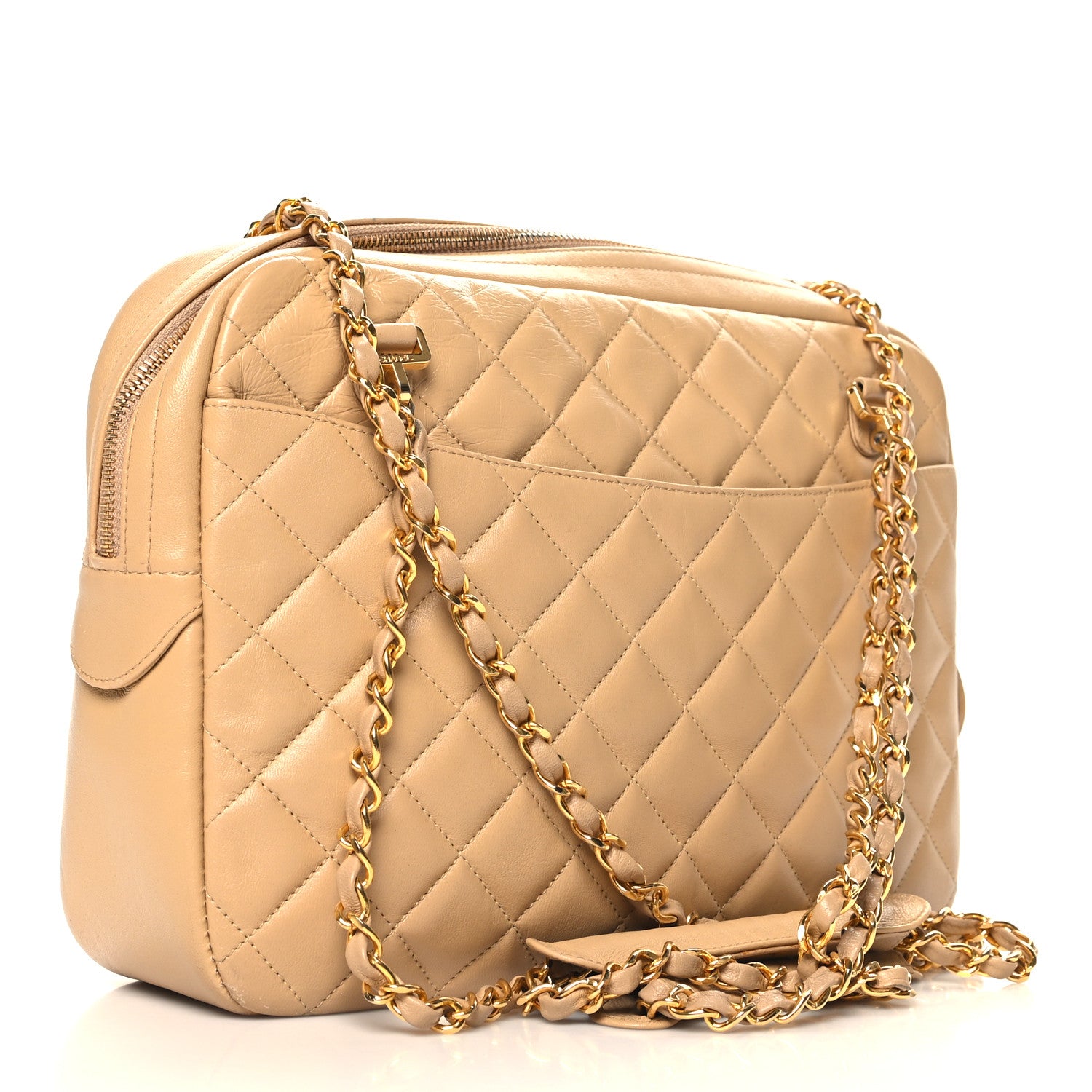 Chanel Lambskin Quilted Camera Case Beige 4 of 13