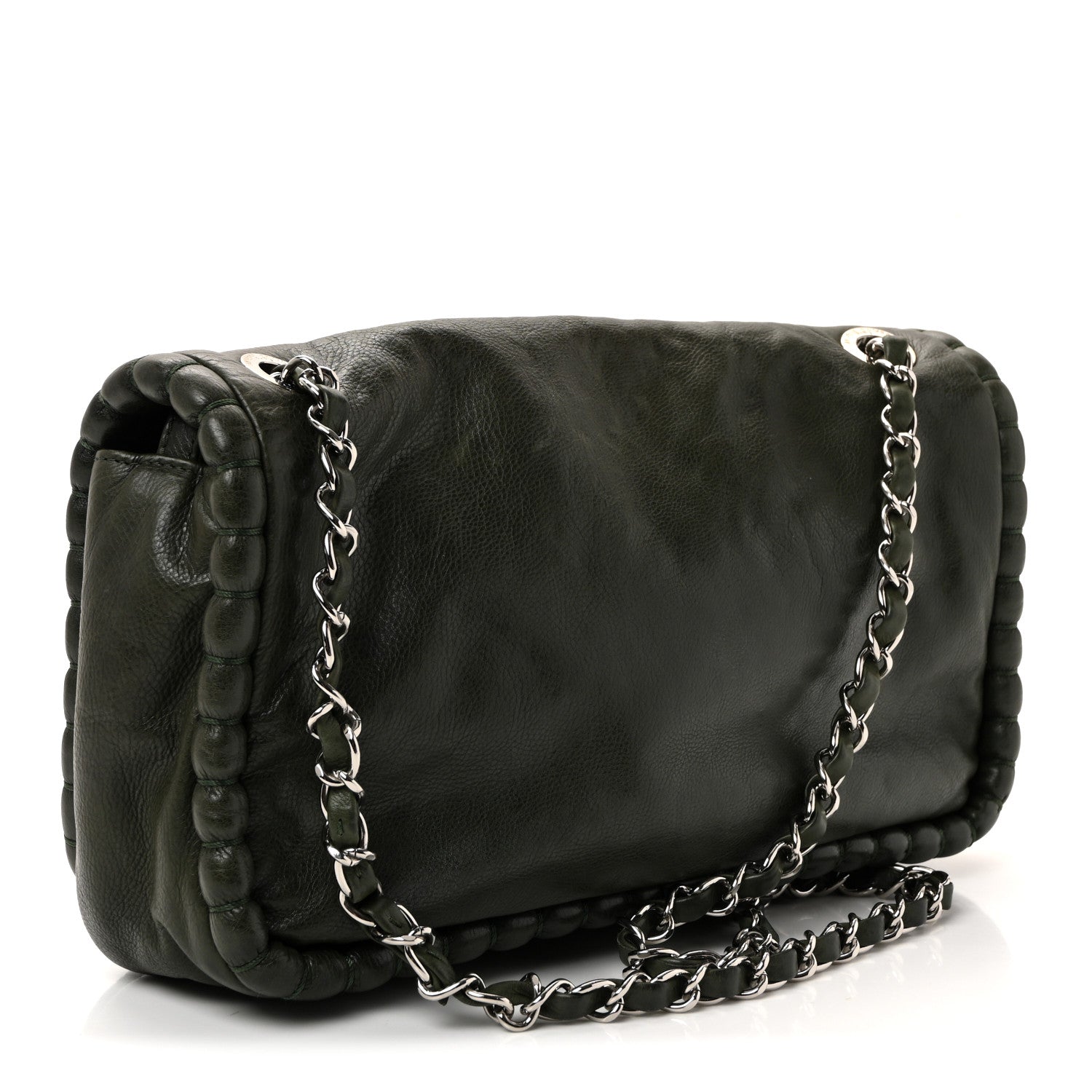 Chanel Calfskin Medium On the Bund Flap Dark Khaki 3 of 10